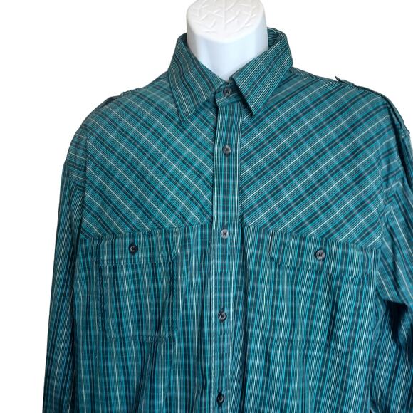 Alfani Mens‎ Plaid Shirt XL Button Down Blue Black 100% Cotton Easy Care - Picture 2 of 7